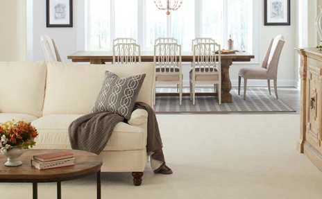 Karastan carpet with white sofa 